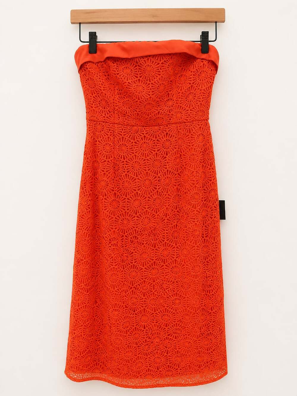 Lulus NWT Women's Small Coral Orange Strapless Crochet Lace Wedding Guest Dress